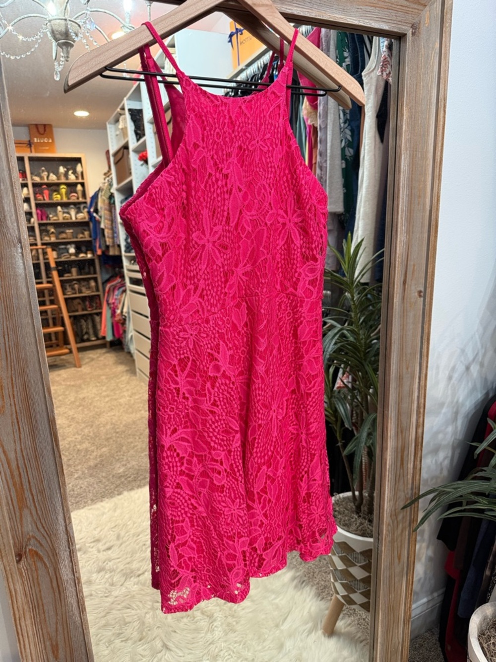 Hot Pink Lace Mini Dress